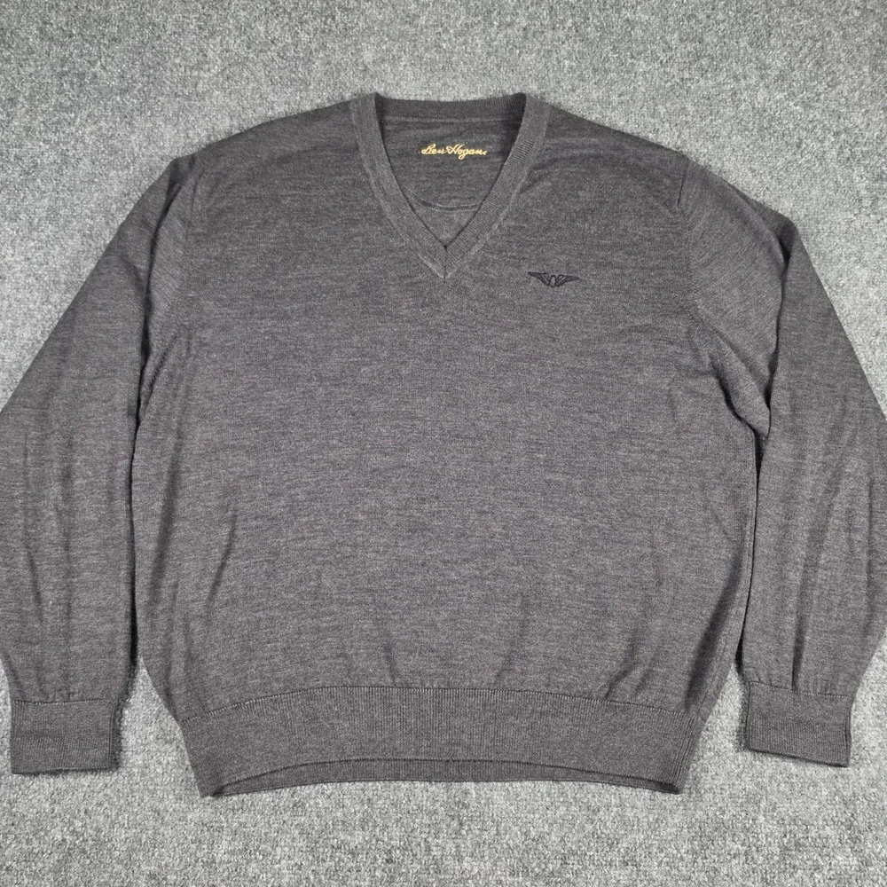The Olympic Club V-Neck Ben Hogan Sweater Mens L Gray 100% Merino Wool